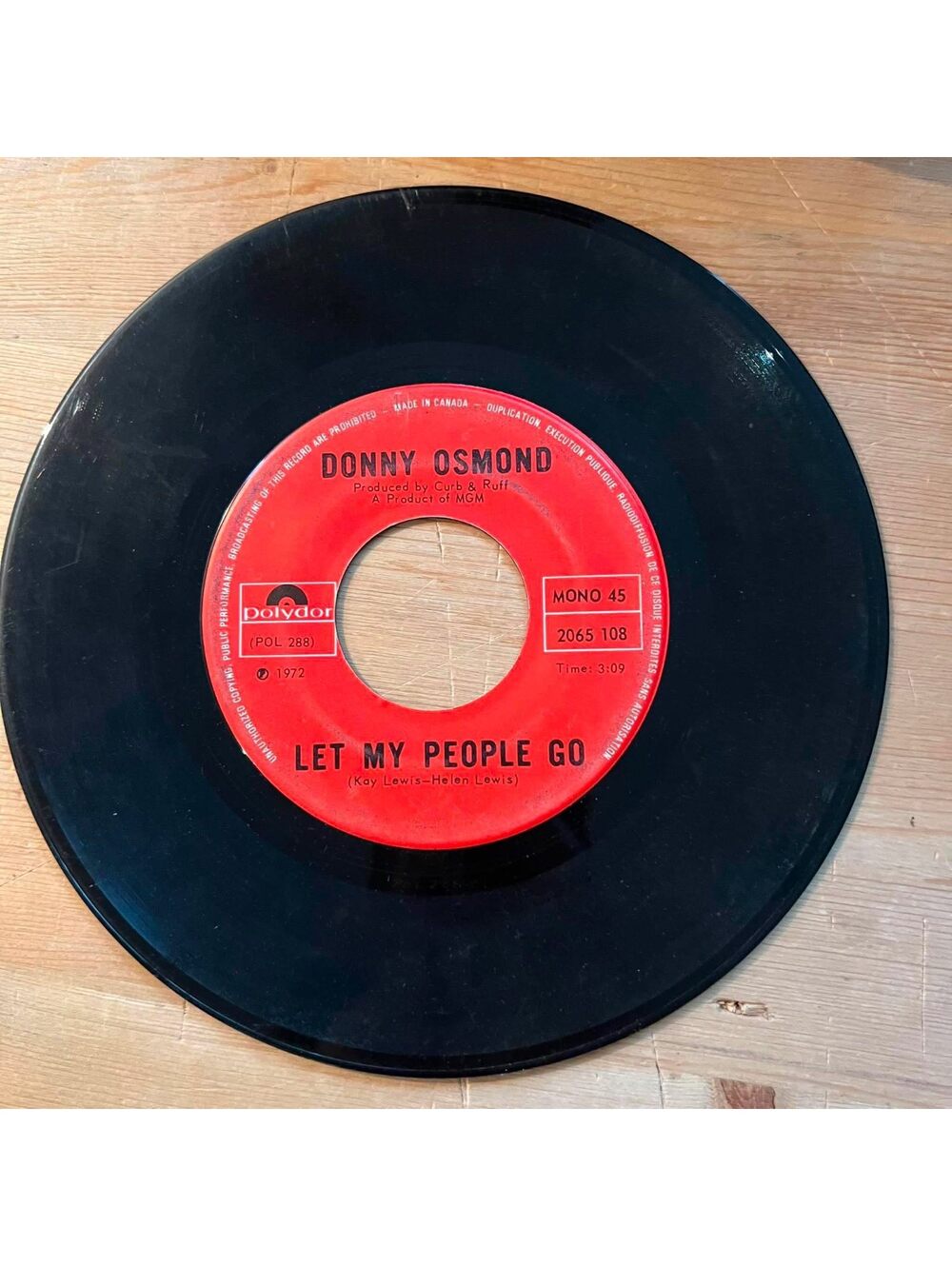 Donny Osmond - Let my People Go/Puppy Love 45rpm VG+ R11